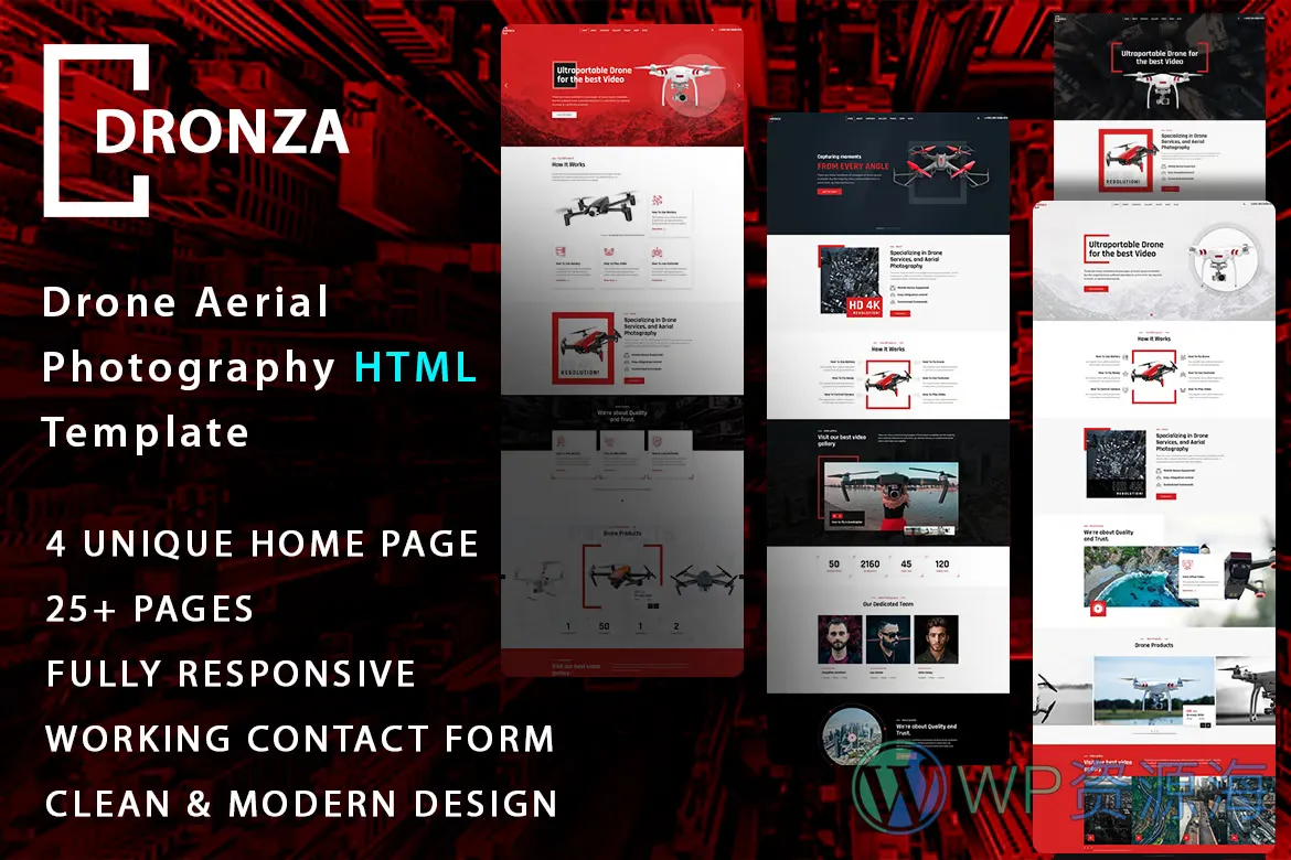 Dronza-无人机旋翼飞行器HTML5网站模板插图-WordPress资源海