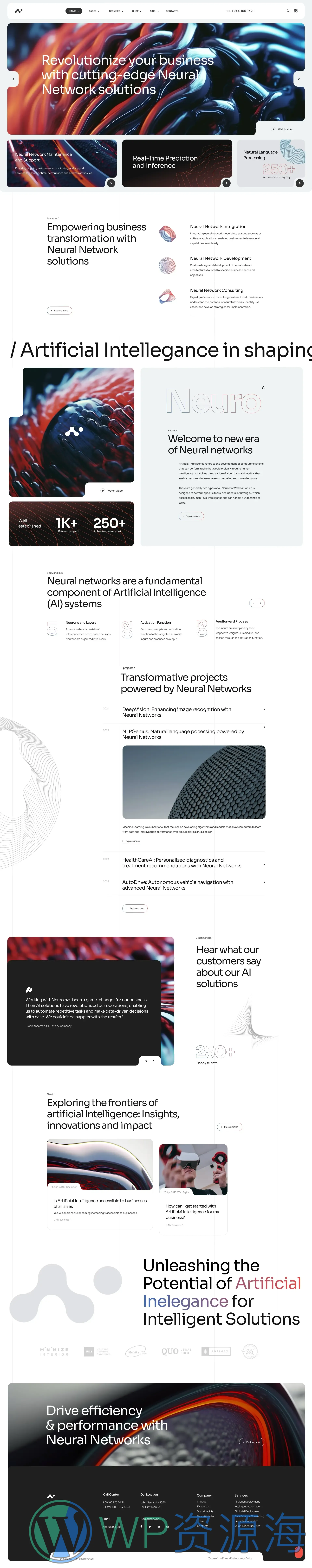 Neuros-人工智能AI科技公司网站模板WordPress主题插图2-WP资源海