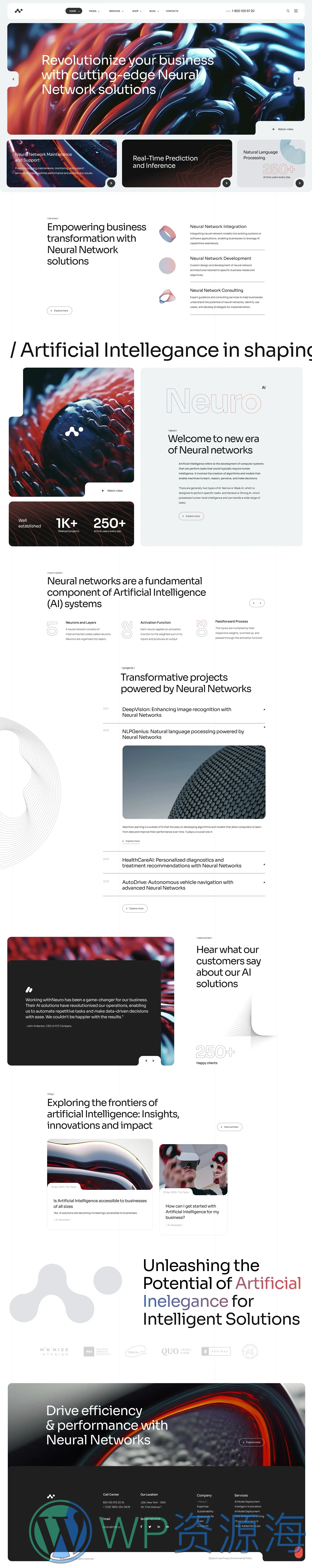 Neuros-人工智能AI科技公司网站模板WordPress主题[更至v1.5.0]插图2-WordPress资源海