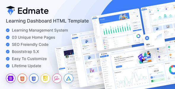 Edmate-在线教育网站学校管理后台HTML模板