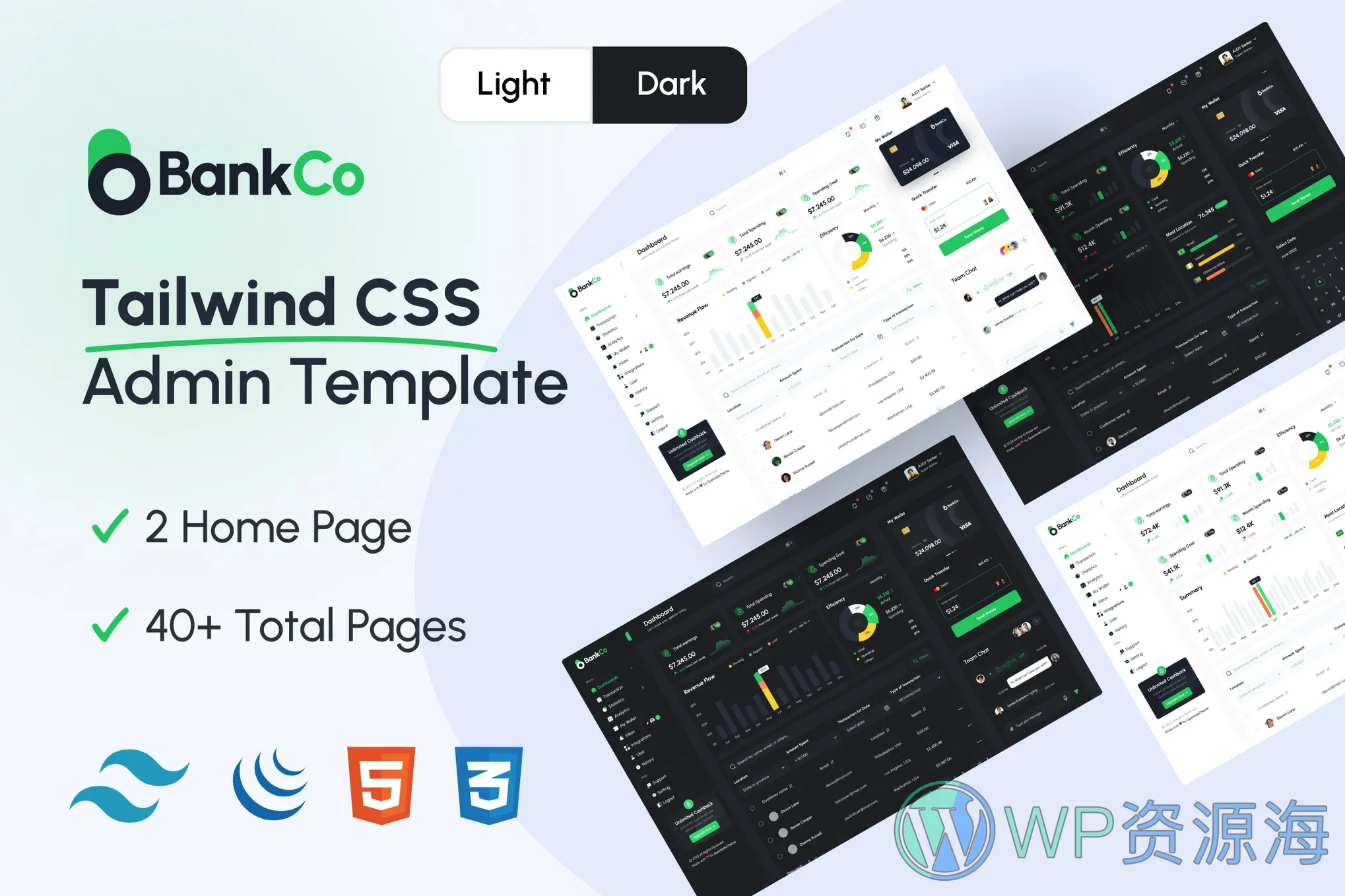 Bankco-财务金融银行支付系统后台HTML+Tailwind模板插图-WordPress资源海