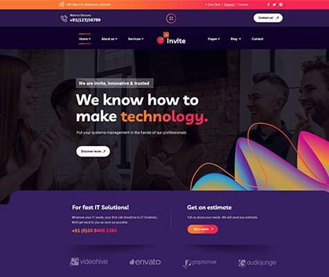 Invite-超炫酷网络科技公司网站模板WordPress主题[更至v1.0.9] 图片1