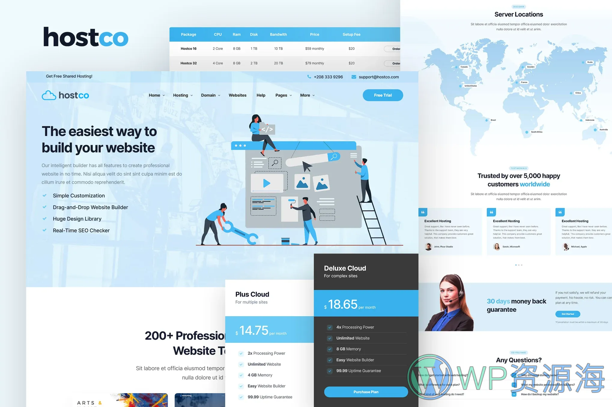 Hostco-服务器主机托管网站模板WordPress主题[更至v1.0.3]插图1-WP资源海