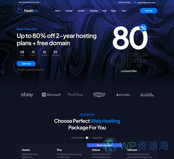 Hostco-服务器主机托管网站模板WordPress主题[更至v1.0.3]插图7-WP资源海