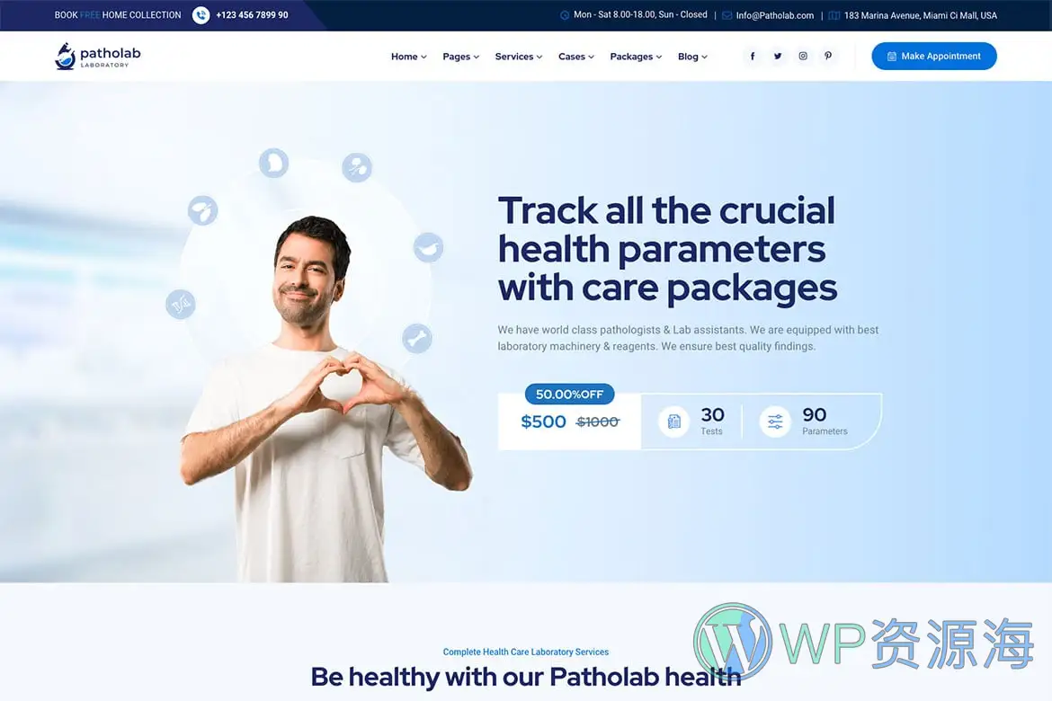 Patholab-实验医药科研中心网站模板WordPress主题[更至v1.0.5]插图2-WP资源海