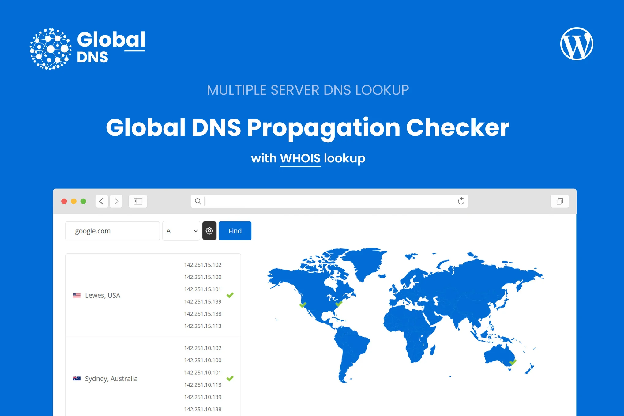 Global DNS-DNS检查和WHOIS查询WordPress插件[更至[acf field="version"]]图片1