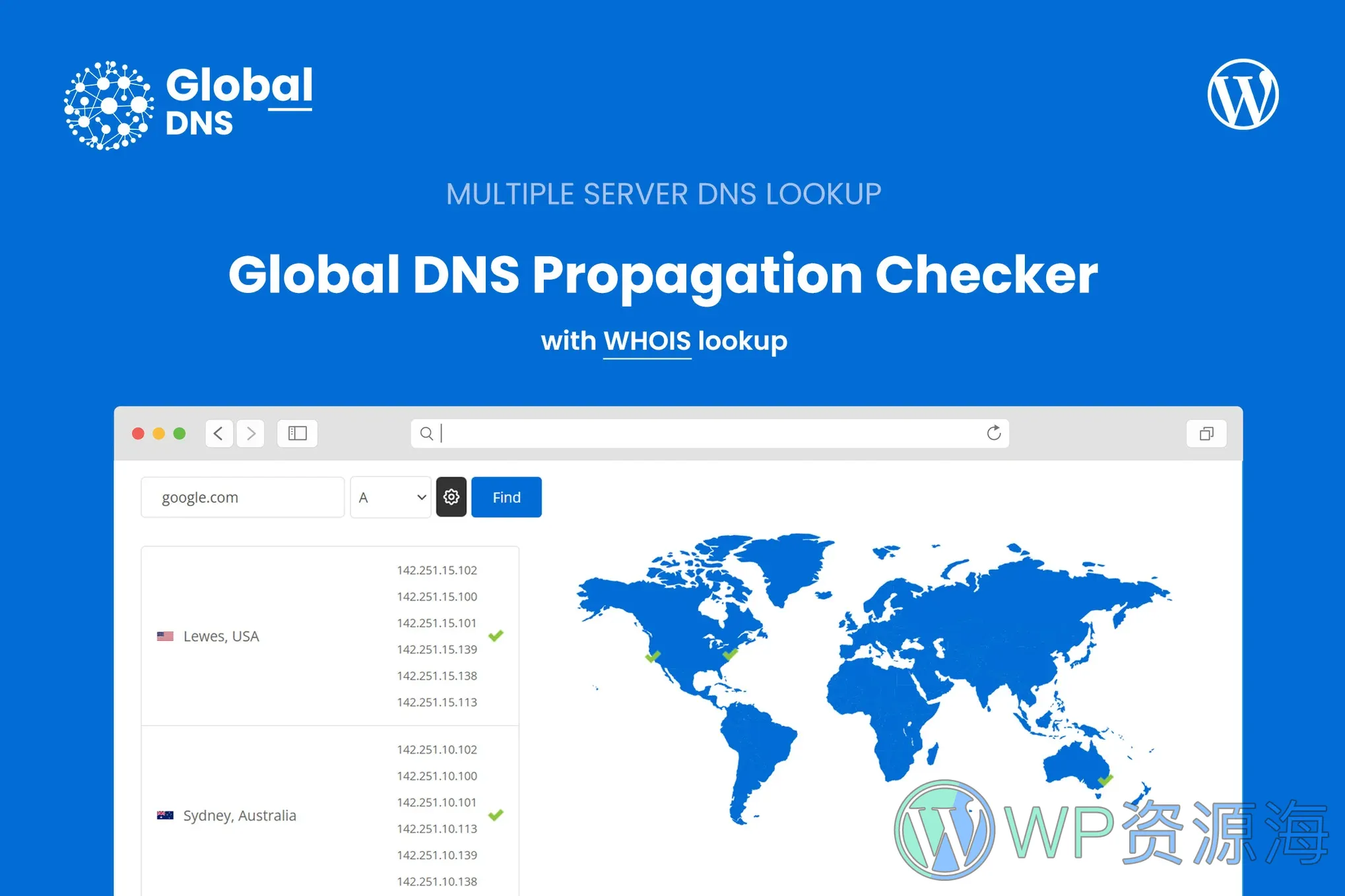 Global DNS-DNS检查和WHOIS查询WordPress插件[更至v2.9.1]插图1-WP资源海