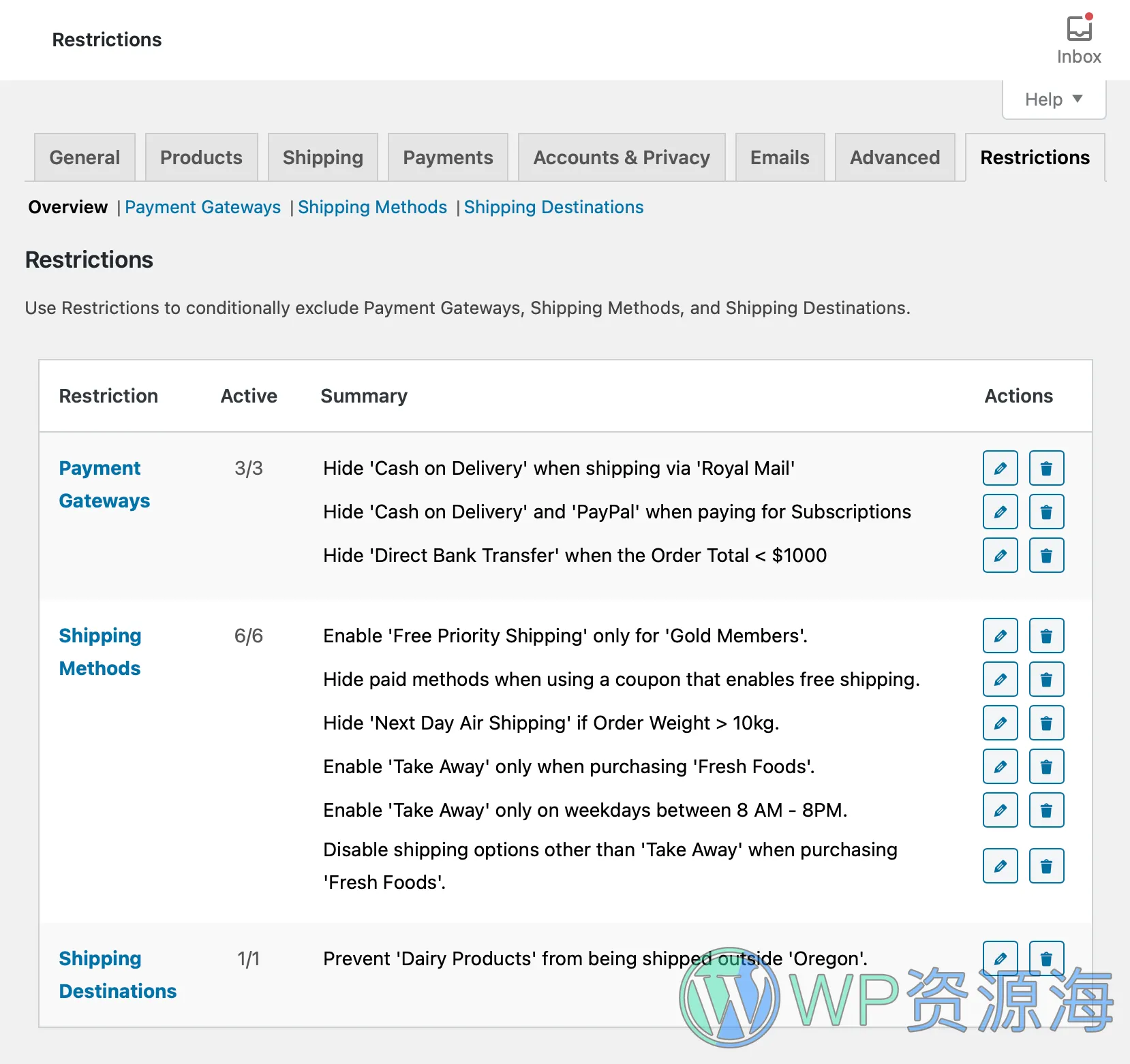 Conditional Shipping and Payments for WooCommerce 配送方式支付选项条件控制插件[更至v2.0.3]插图2-WP资源海