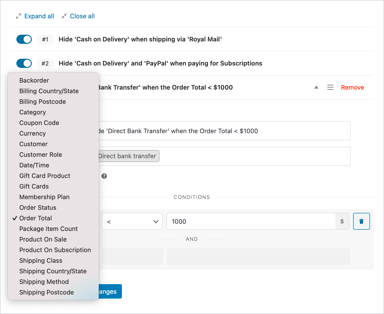 Conditional Shipping and Payments for WooCommerce 配送方式支付选项条件控制插件[更至v2.0.3]图片3