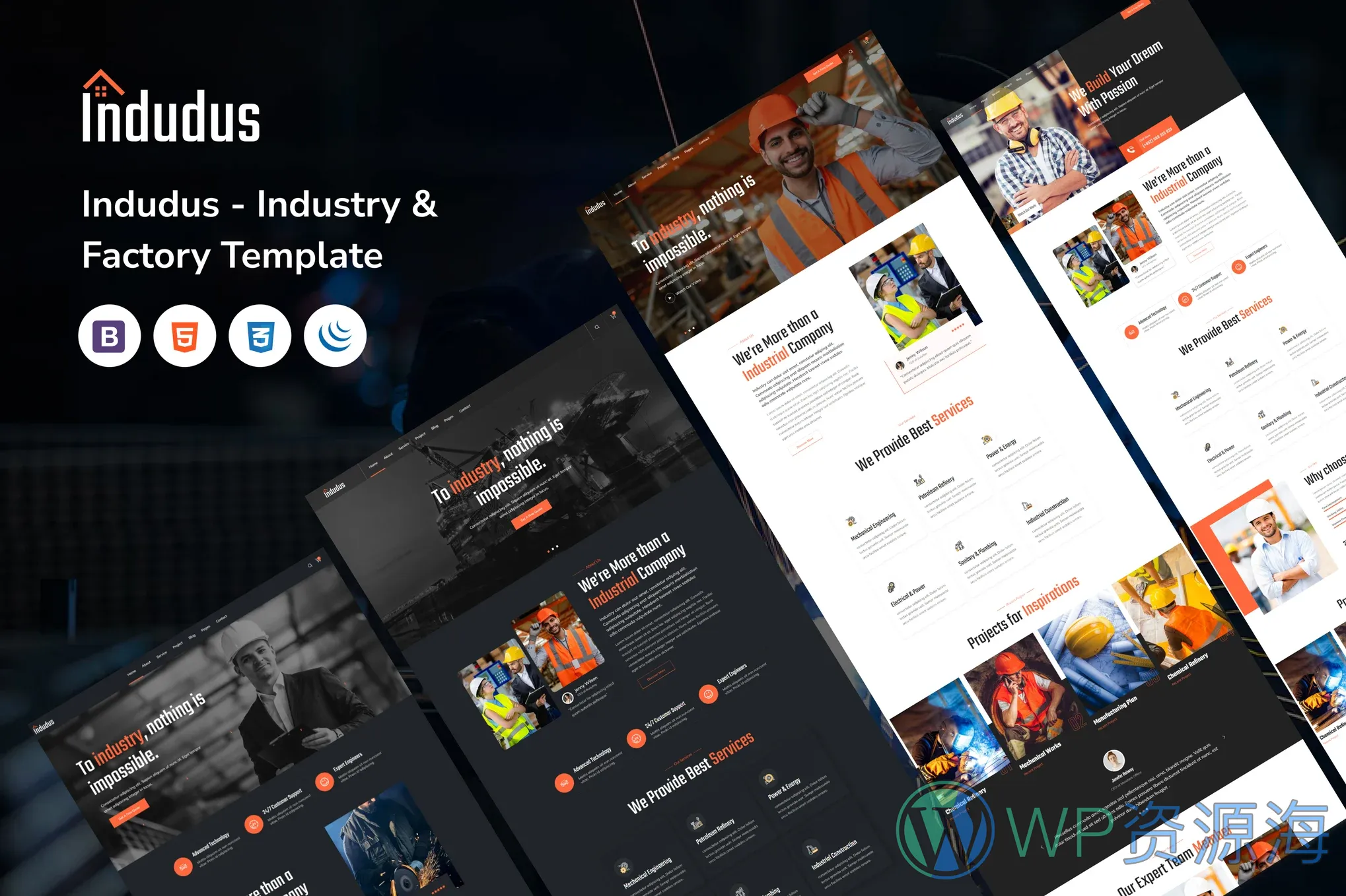 Indudus-工业工厂建筑施工维修HTML5网站模板插图-WP资源海