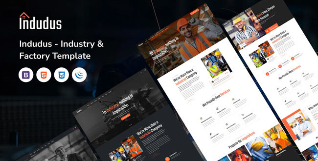 Indudus-工业工厂建筑施工维修HTML5网站模板