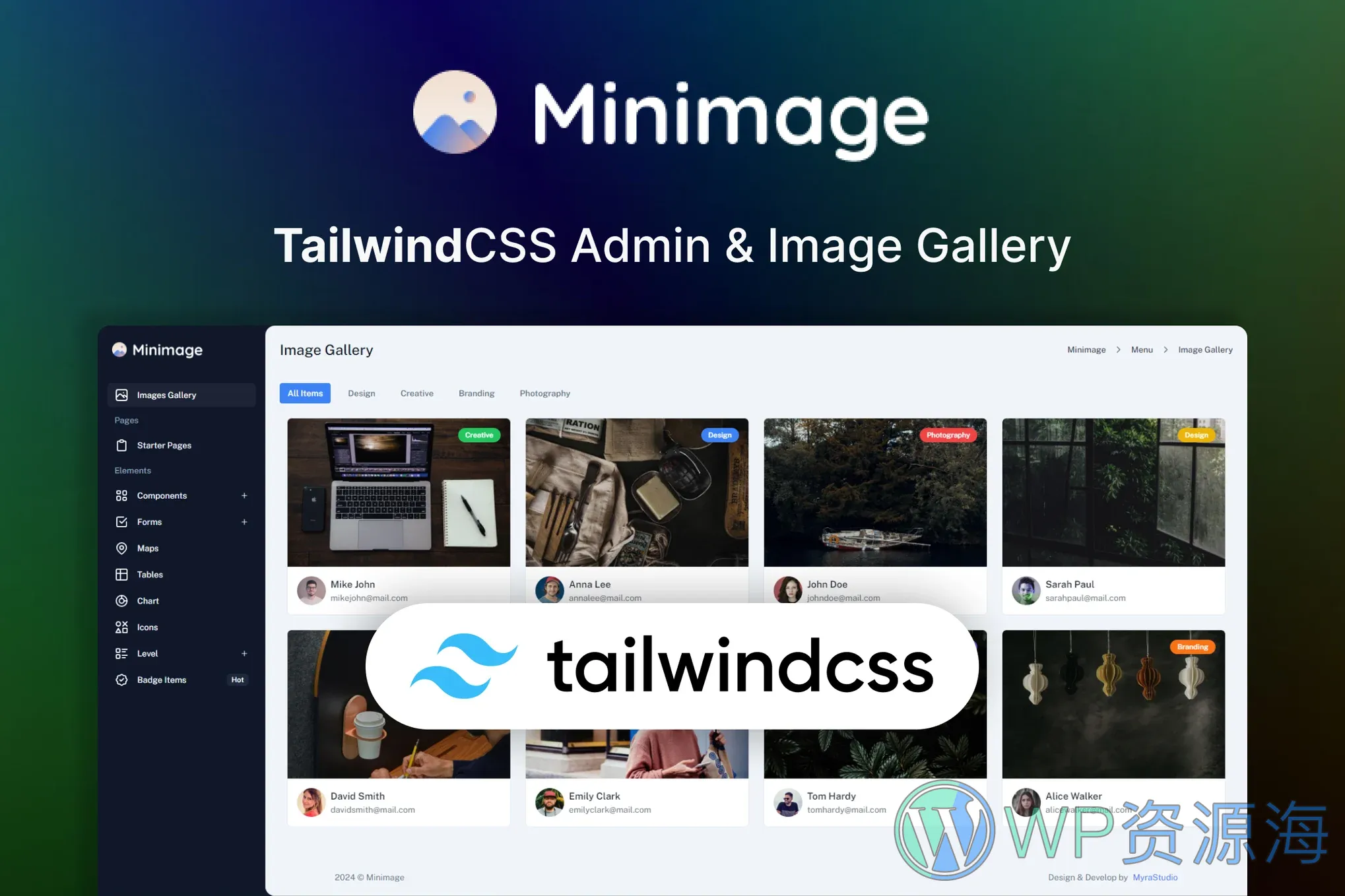 Minimage-Tailwind CSS 图片库网页模板 简洁美观 功能强大插图-WP资源海