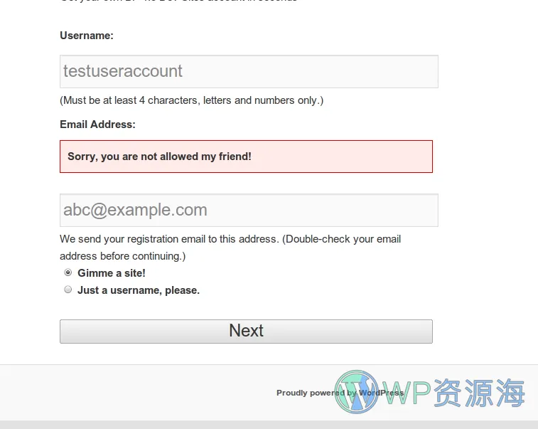 WordPress Restrict Email Domains-用户注册邮箱域名限制插件[更至v1.2.2]插图3-WP资源海