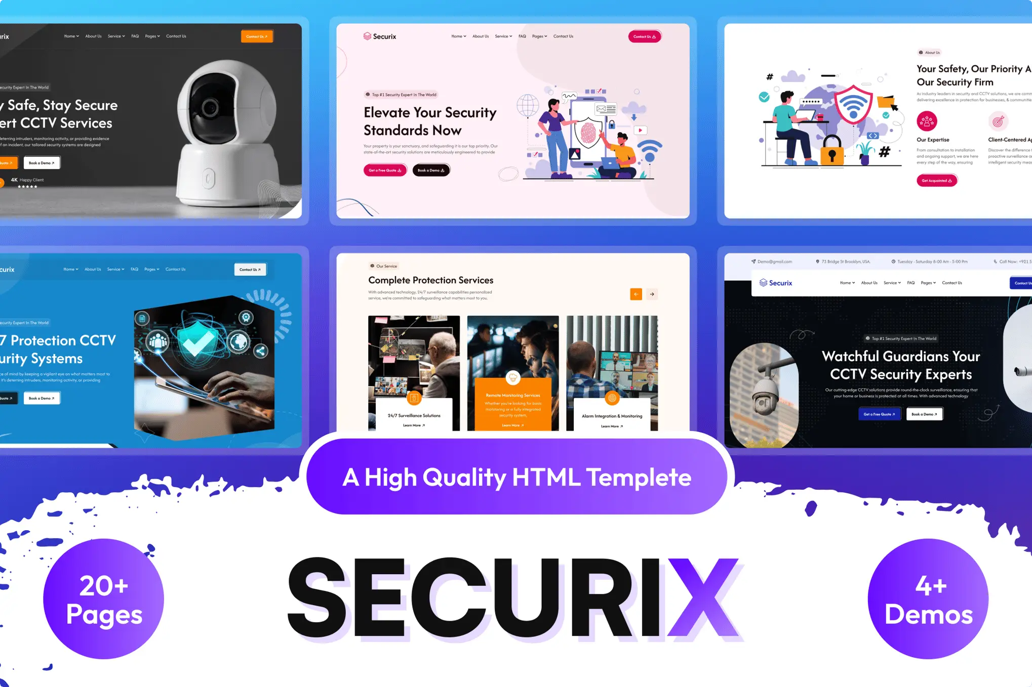 Securix-CCTV监控摄像头安防系统网站HTML5模板图片