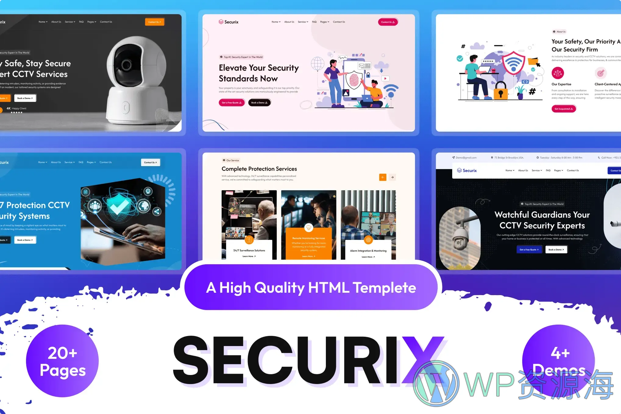 Securix-CCTV监控摄像头安防系统网站HTML5模板插图-WP资源海