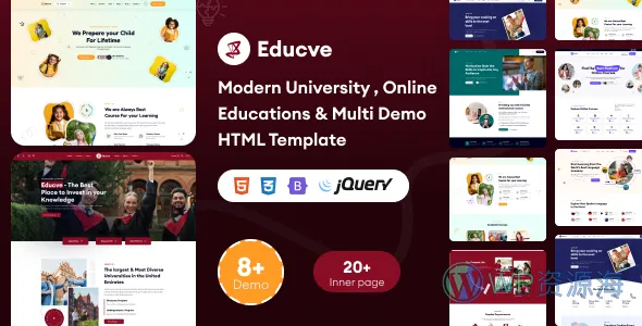 Educve-很漂亮的大学教育课程学校网站HTML5模板插图-WP资源海