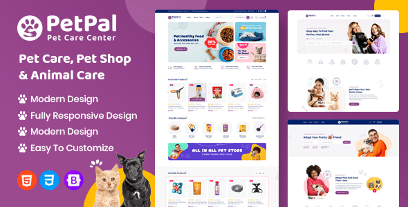 Petpal-宠物用品商城宠物护理网站HTML5模板