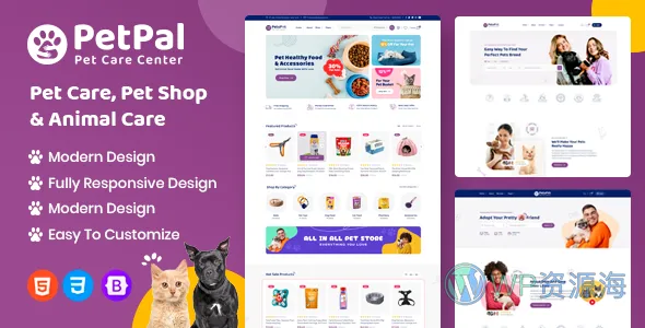 Petpal-宠物用品商城宠物护理网站HTML5模板插图-WP资源海