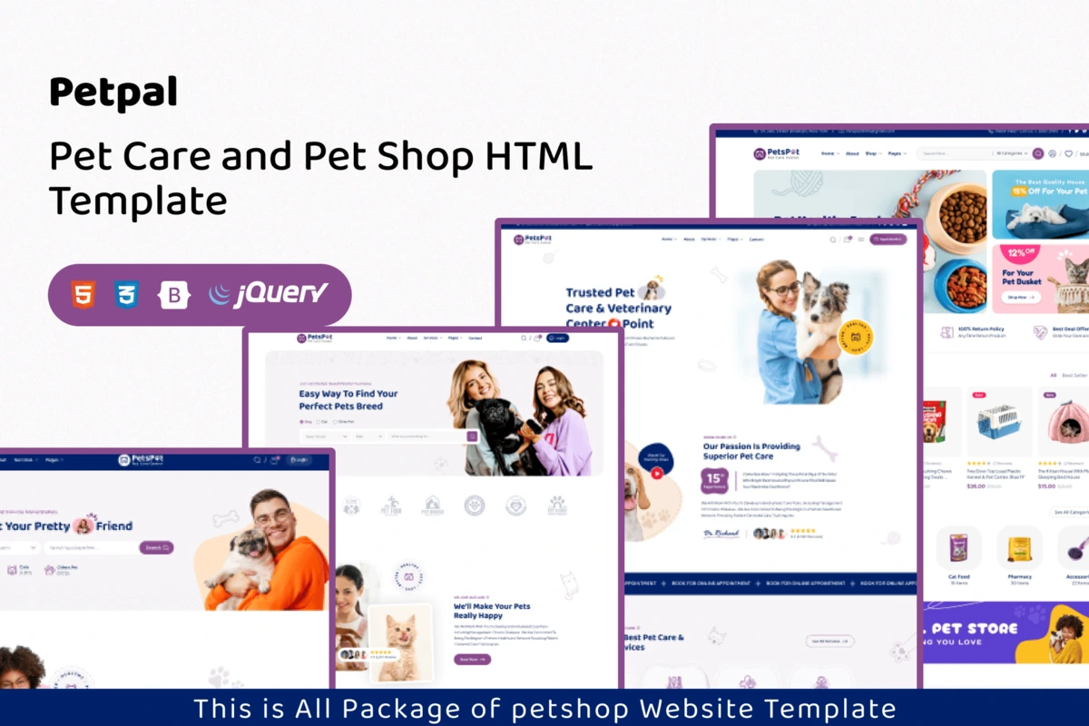 Petpal-宠物用品商城宠物护理网站HTML5模板图片1