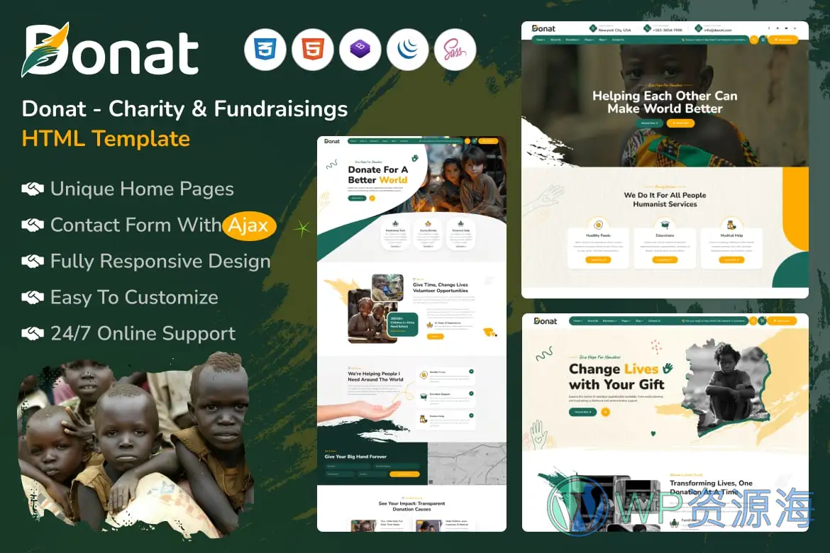 Donat-慈善救助慈善捐款NGO网站HTML5模板插图1-WP资源海