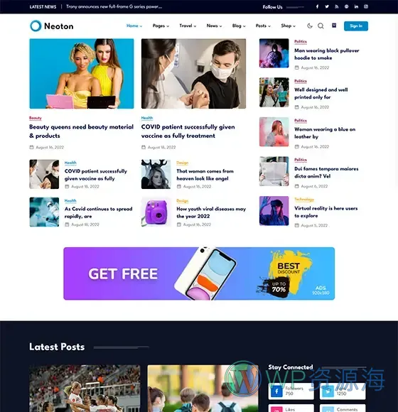 Neoton-漂亮且强大的新闻杂志博客WordPress主题插图3-WP资源海
