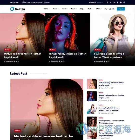 Neoton-漂亮且强大的新闻杂志博客WordPress主题插图7-WP资源海