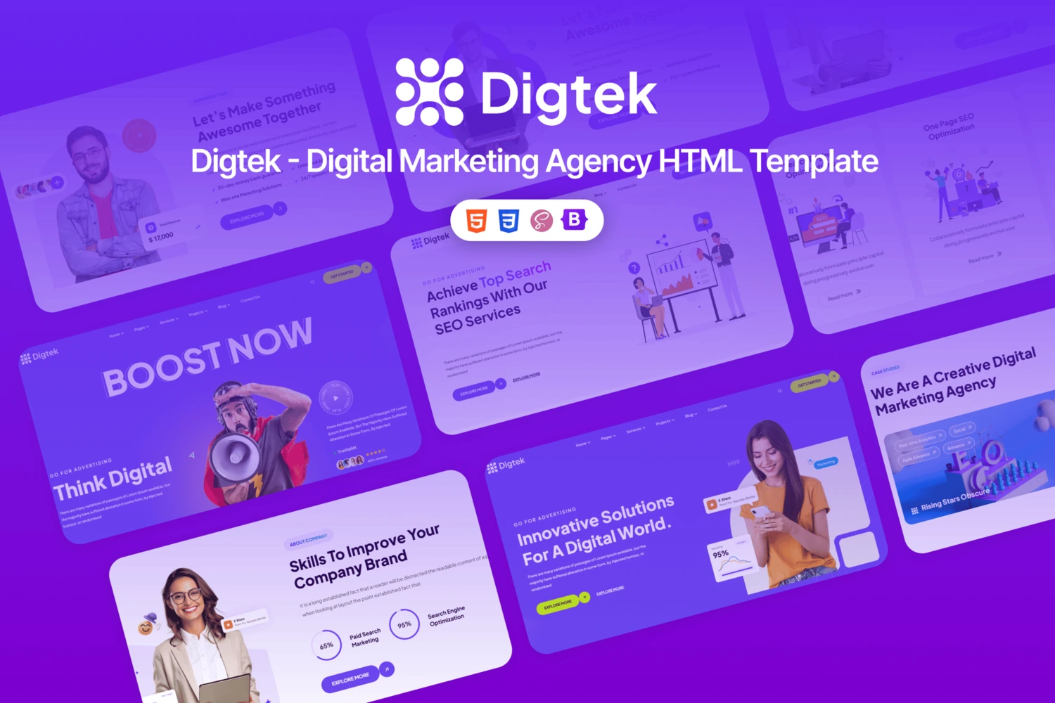 Digtek-数字市场营销/广告公司HTML5网站模板图片1