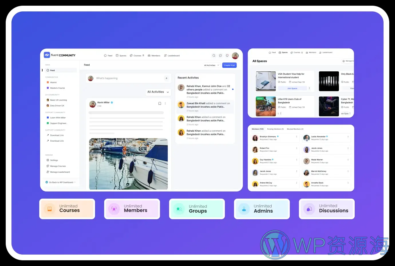 FluentCommunity Pro-轻量级社区论坛在线课程WordPress插件插图1-WP资源海