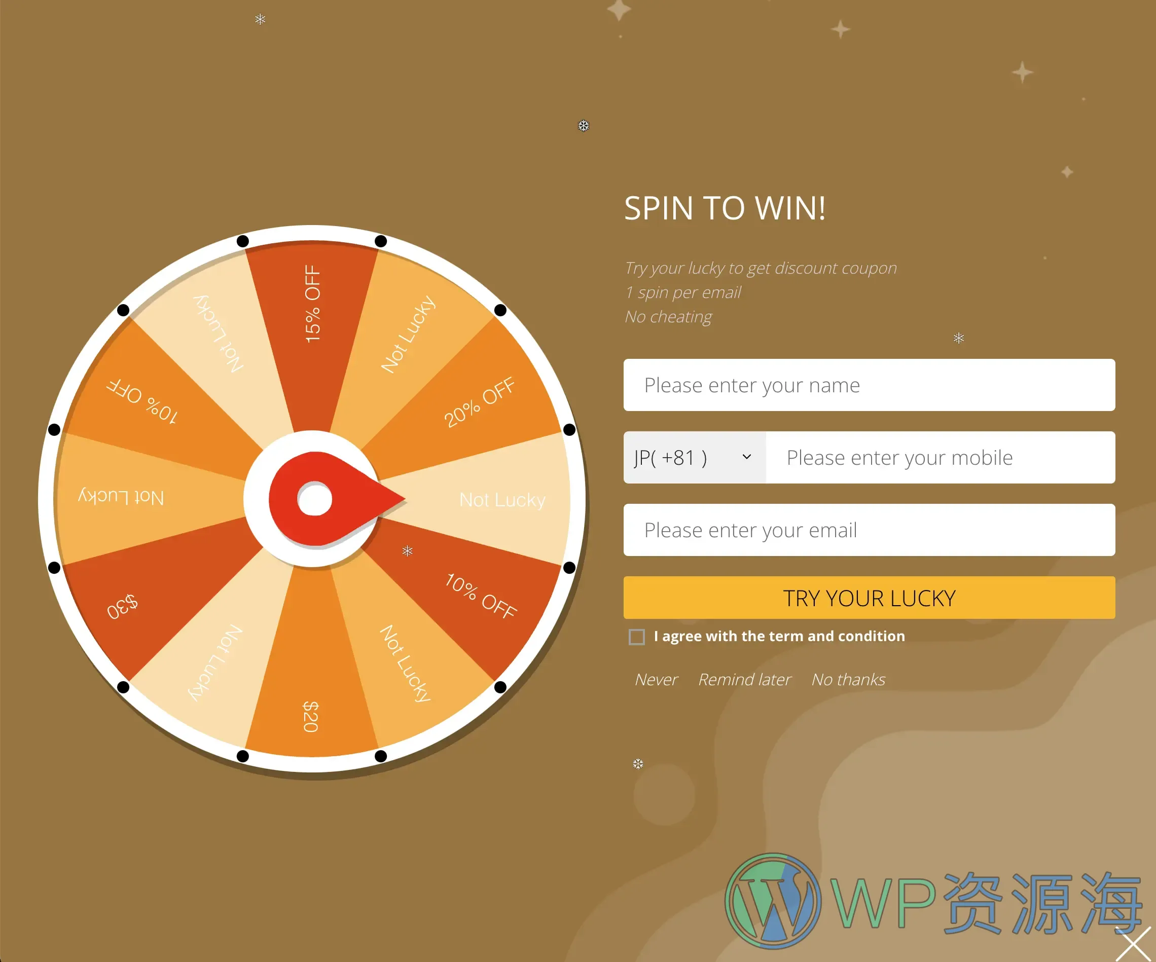 WordPress Lucky Wheel 幸运转盘插件/趣味营销提升转化率插图1-WP资源海