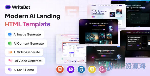 WriteBot-内容写作AI创作机器人HTML5模板插图-WP资源海