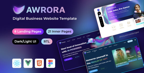 Awrora-AI区块链NFT网站前端模板|多框架适配