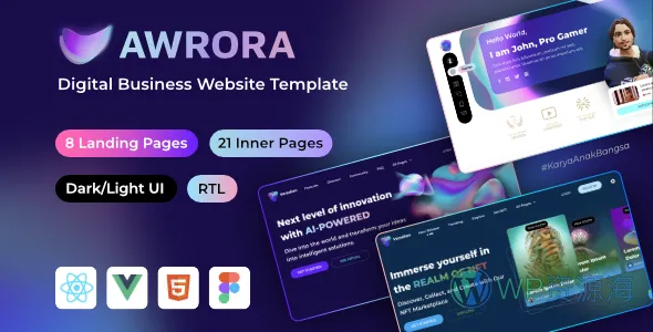 Awrora-AI区块链NFT网站前端模板|多框架适配插图-WP资源海