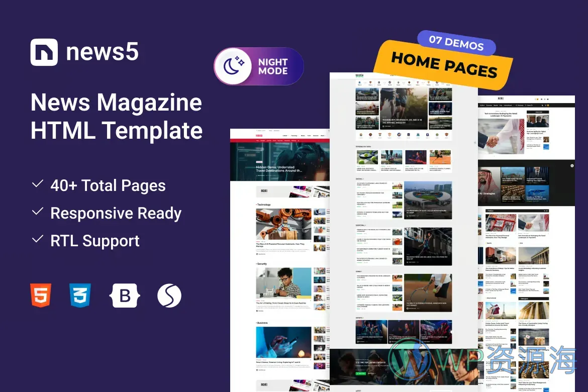 News5-全功能新闻杂志博客HTML5模板插图-WP资源海 News5-全功能新闻杂志博客HTML5模板插图-WP资源海