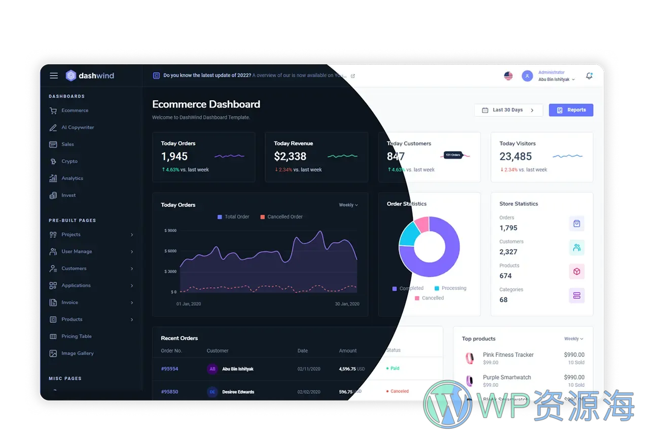 DashWind-超强多用途Tailwind CSS管理后台模板插图5-WP资源海 DashWind-超强多用途Tailwind CSS管理后台模板插图5-WP资源海