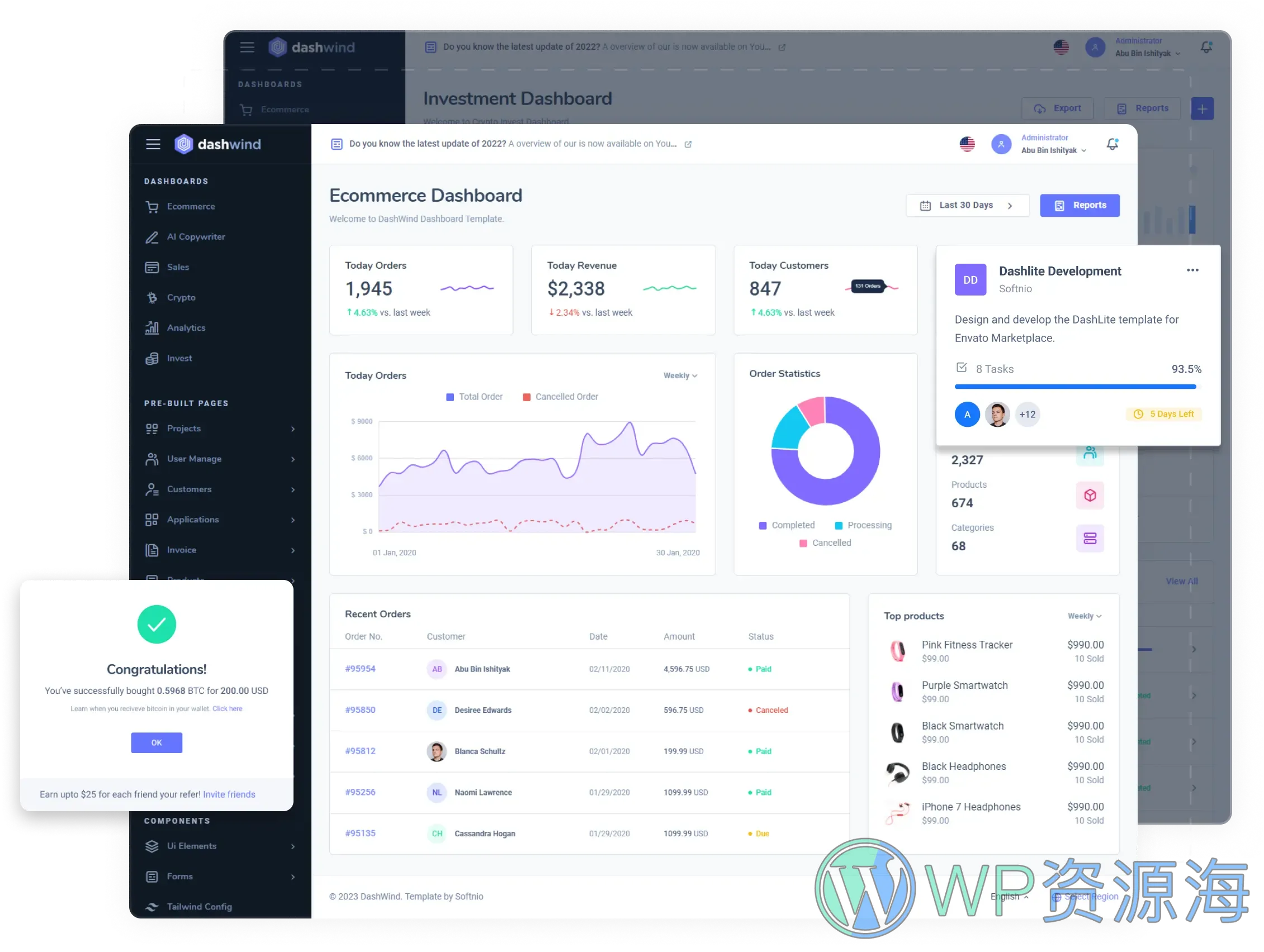 DashWind-超强多用途Tailwind CSS管理后台模板插图6-WP资源海 DashWind-超强多用途Tailwind CSS管理后台模板插图6-WP资源海