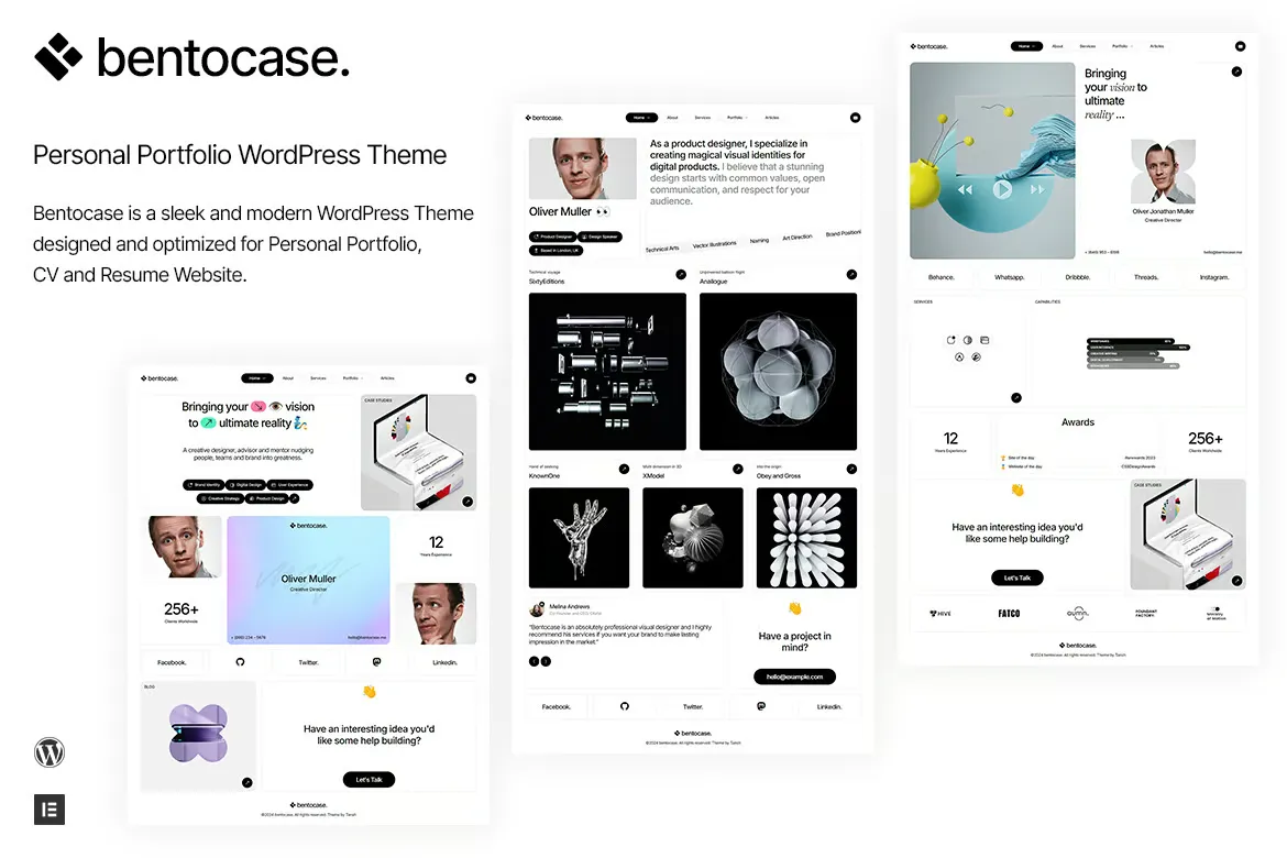 Bentocase-极简风作品项目产品展示WordPress主题