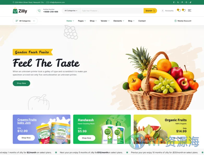 Zilly-生鲜超市果蔬食品电商WordPress主题插图7-WP资源海