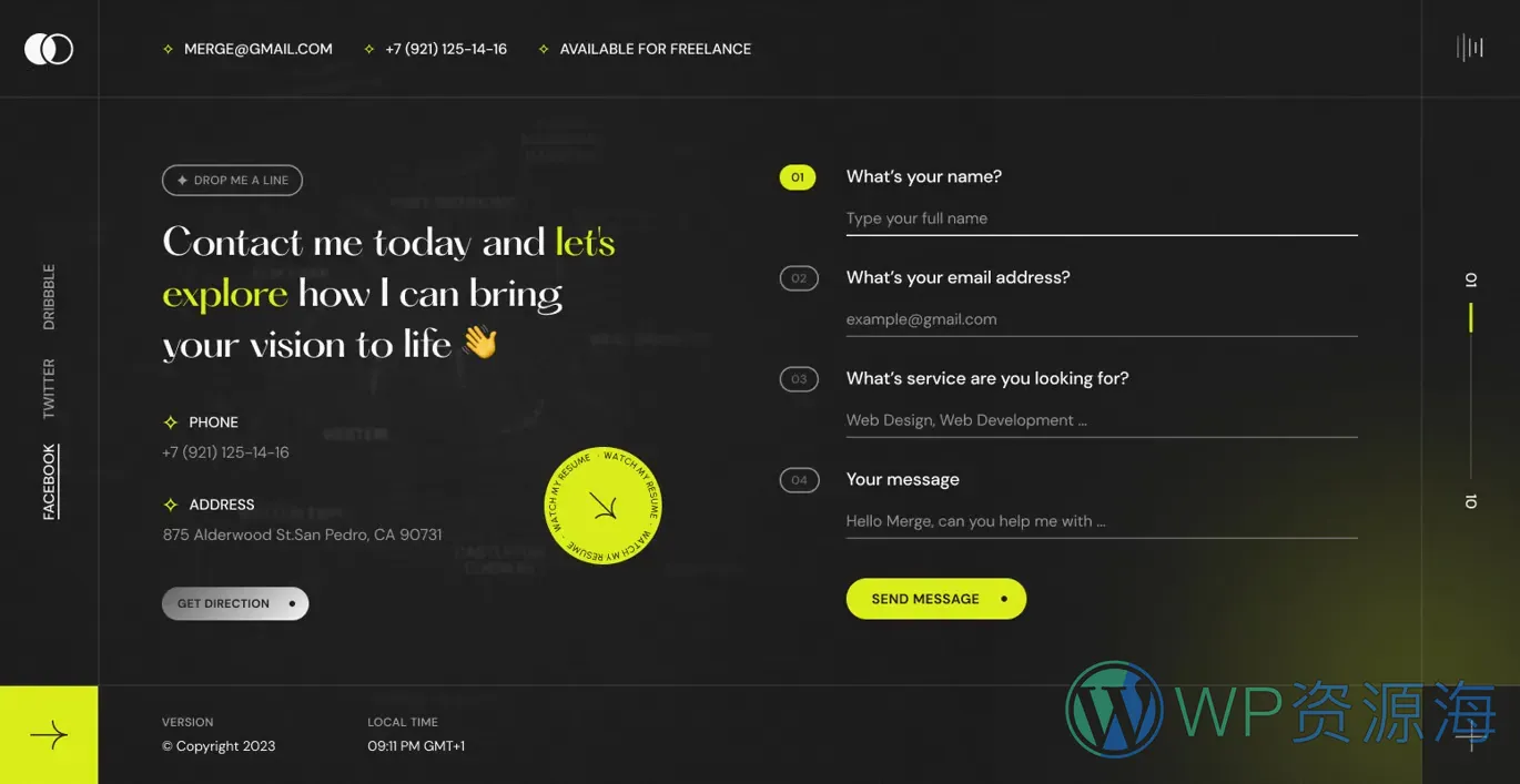 Merge-优雅酷炫个人简历项目展示WordPress主题插图13-WP资源海 Merge-优雅酷炫个人简历项目展示WordPress主题插图13-WP资源海