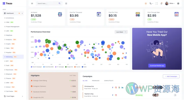 Trezo-专业漂亮后台管理前端模板多框架适配插图26-WP资源海