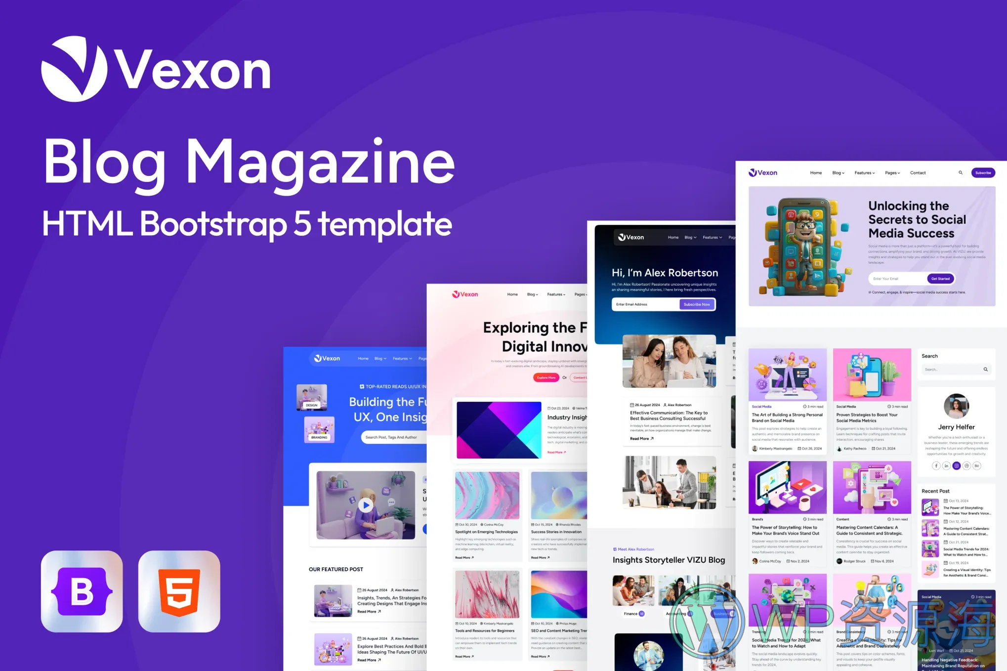Vexon-很漂亮的新闻杂志博客网站HTML5模板插图1-WP资源海