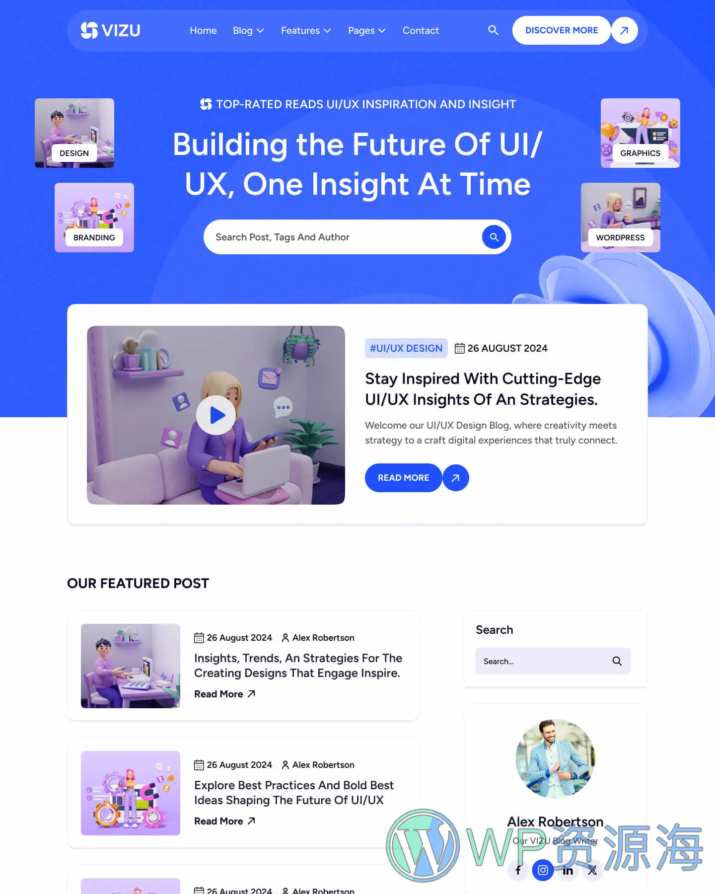 Vexon-很漂亮的新闻杂志博客网站HTML5模板插图5-WP资源海