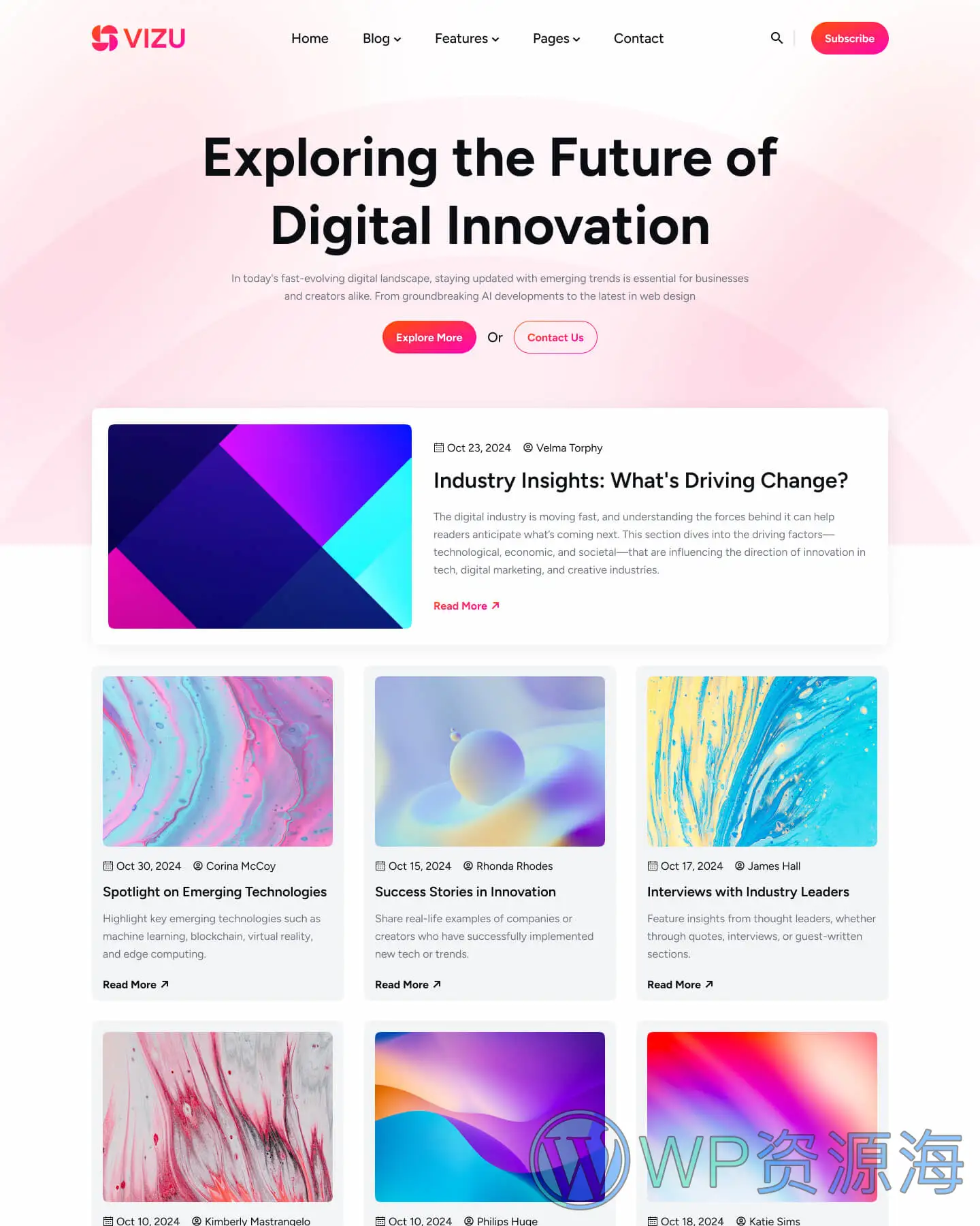Vexon-很漂亮的新闻杂志博客网站HTML5模板插图4-WP资源海