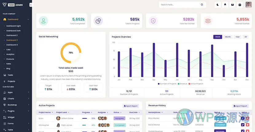 YashAdmin-专业漂亮的后台管理HTML5网站模板插图7-WP资源海