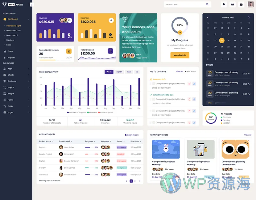YashAdmin-专业漂亮的后台管理HTML5网站模板插图1-WP资源海