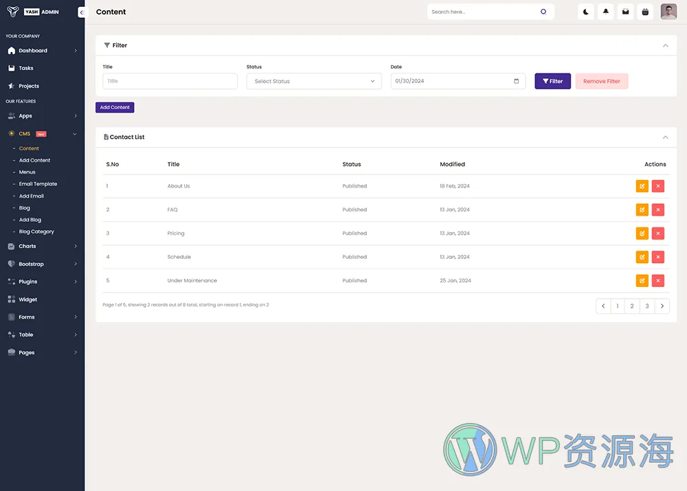 YashAdmin-专业漂亮的后台管理HTML5网站模板插图10-WP资源海