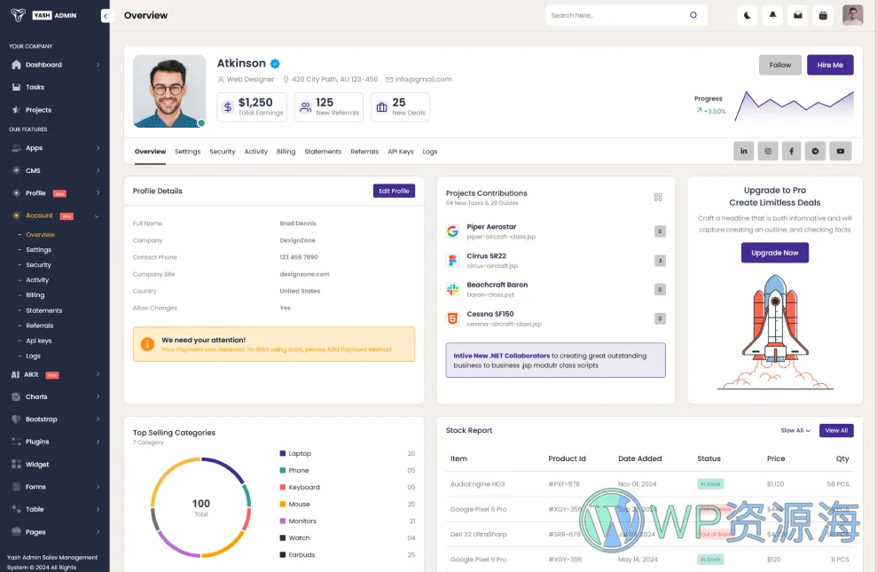 YashAdmin-专业漂亮的后台管理HTML5网站模板插图11-WP资源海