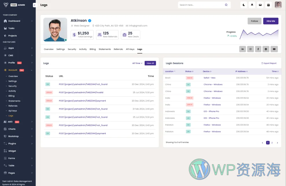 YashAdmin-专业漂亮的后台管理HTML5网站模板插图25-WP资源海