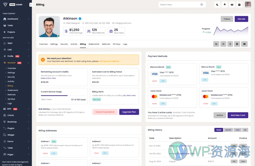YashAdmin-专业漂亮的后台管理HTML5网站模板插图18-WP资源海