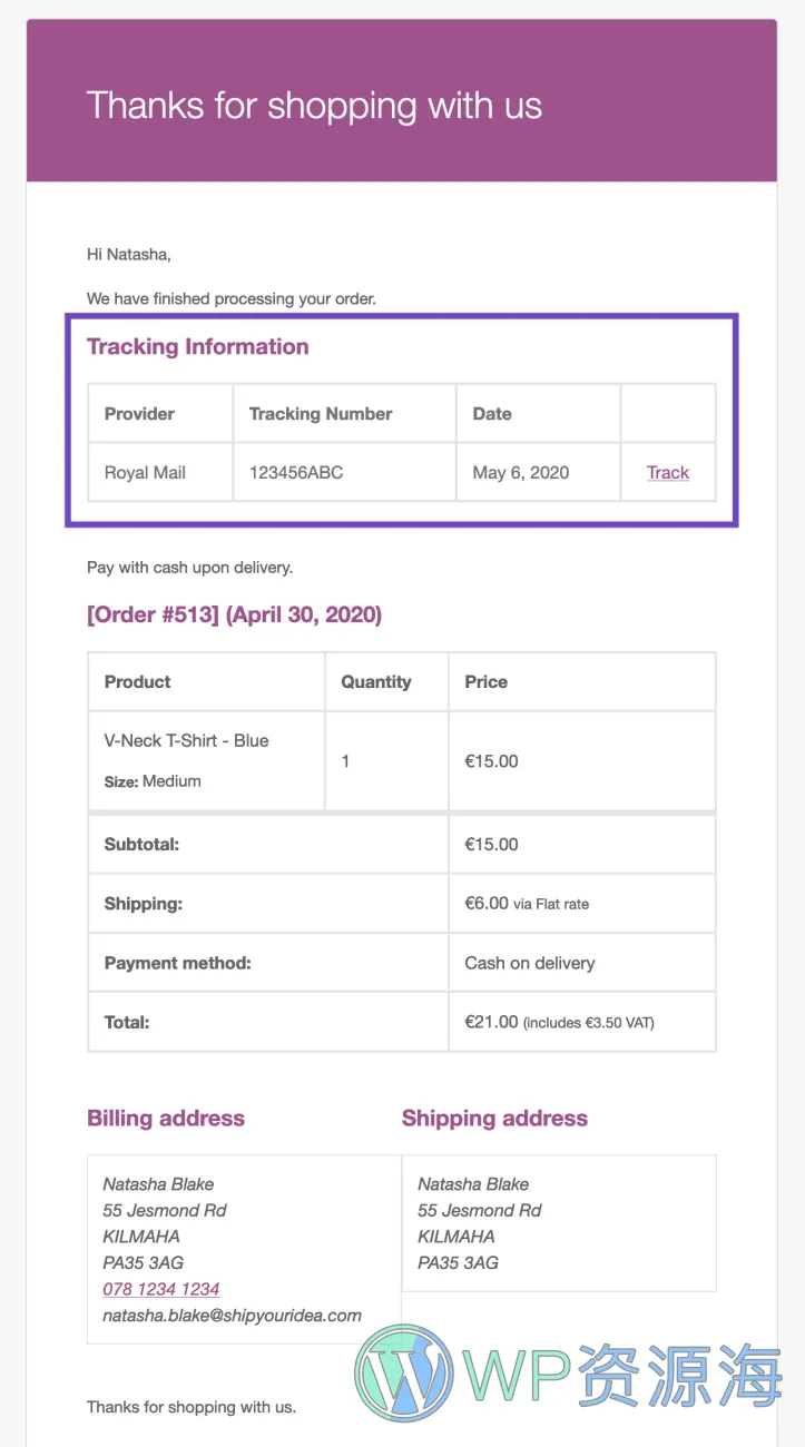 Shipment Tracking for WooCommerce-订单跟踪/物流信息查询通知插件插图2-WP资源海 Shipment Tracking for WooCommerce-订单跟踪/物流信息查询通知插件插图2-WP资源海