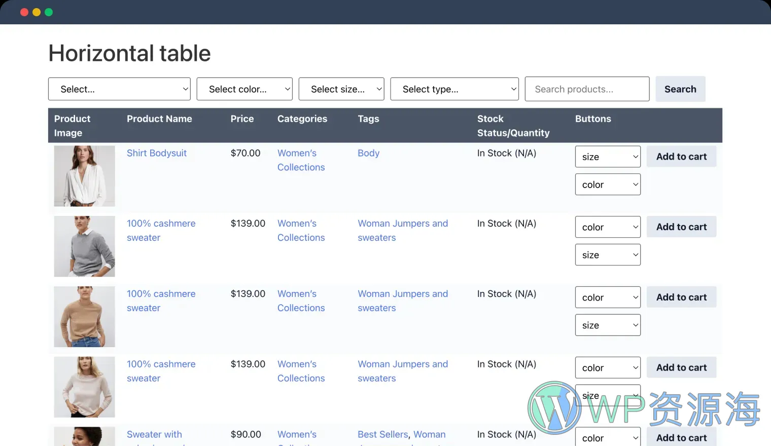 JetProductTables-多产品表格/商品对比筛选Woo插件插图7-WP资源海